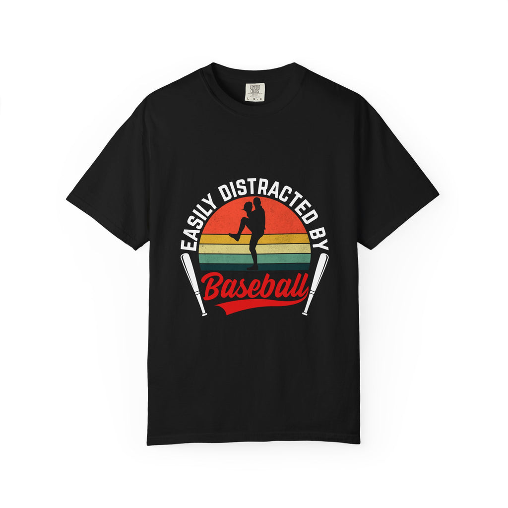 Easily Distracted by Baseball T-Shirt — Premium 100% Cotton