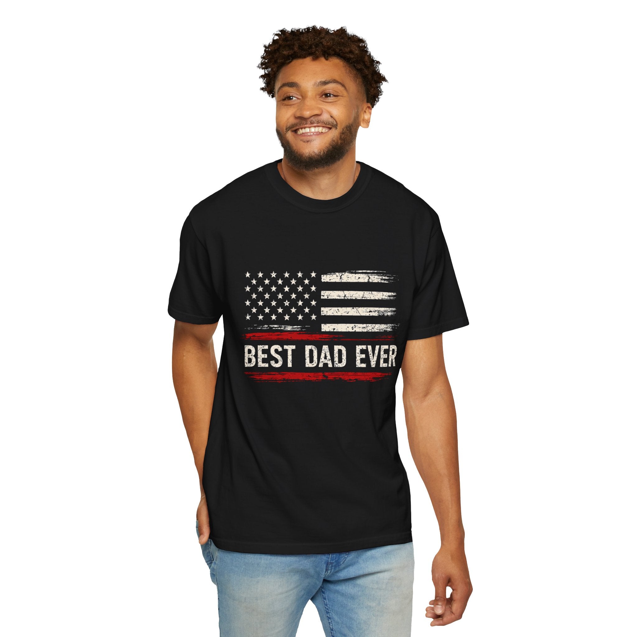 Best Dad Ever Flag T-Shirt -- 100% Premium Cotton