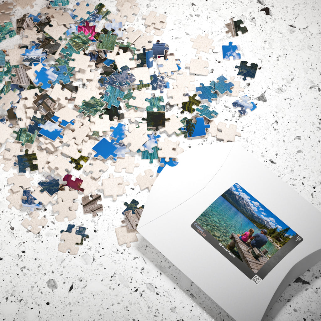 Scenic Father-Daughter Fishing Puzzle — Lake Mountains 110/252/520/1014-Piece