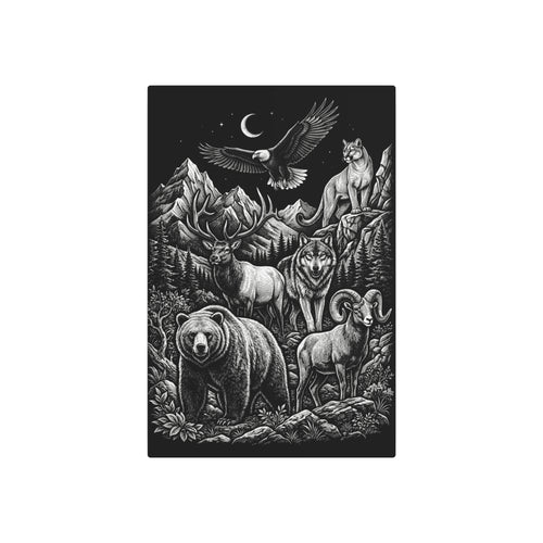American Wildlife Metal Art Sign — Bear, Moose, Wolf & Eagle Wilderness Wall Decor