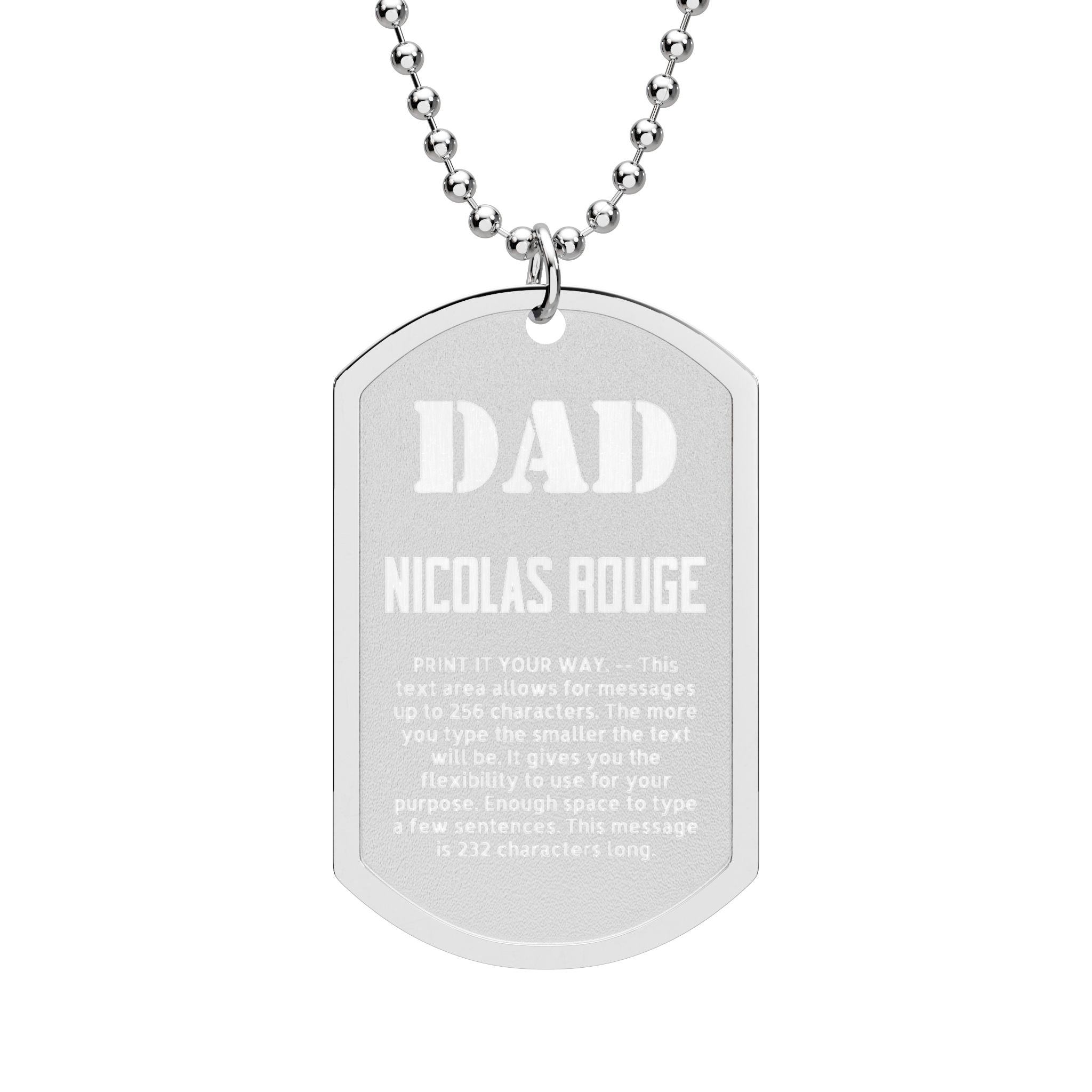 Personalized Dog Tag Necklace — Custom Engraved Stainless Steel or Gold-Plated Father’s Day Gift (3 Custom Text Lines)