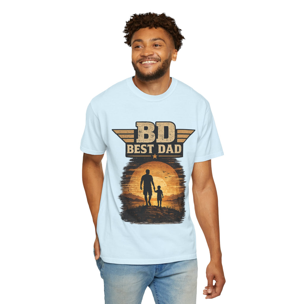 Best Dad T-Shirt — 'BD Best Dad' Father & Son Retro Sunset Tee (Protector, Leader, Supporter)