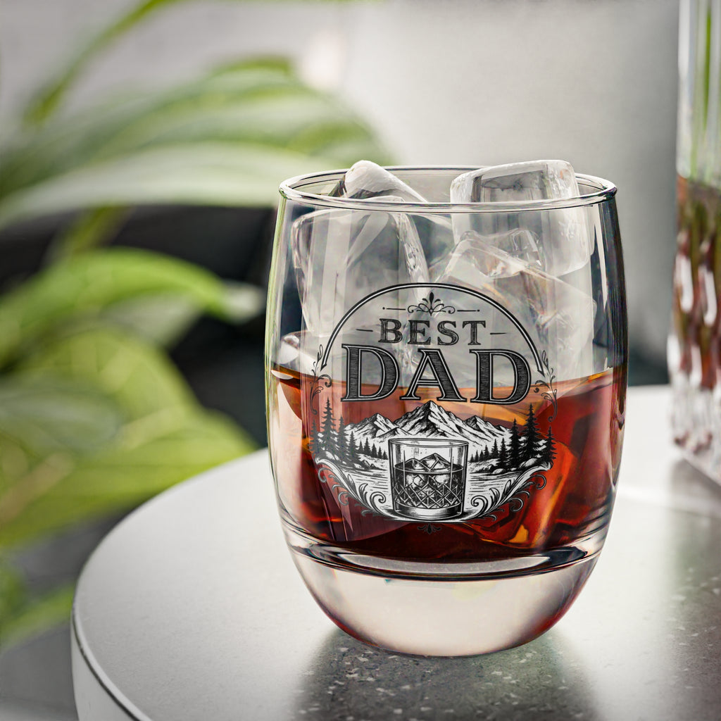 Best Dad Whiskey Glass – Rustic Camping Whiskey Tumbler Gift for Father’s Day