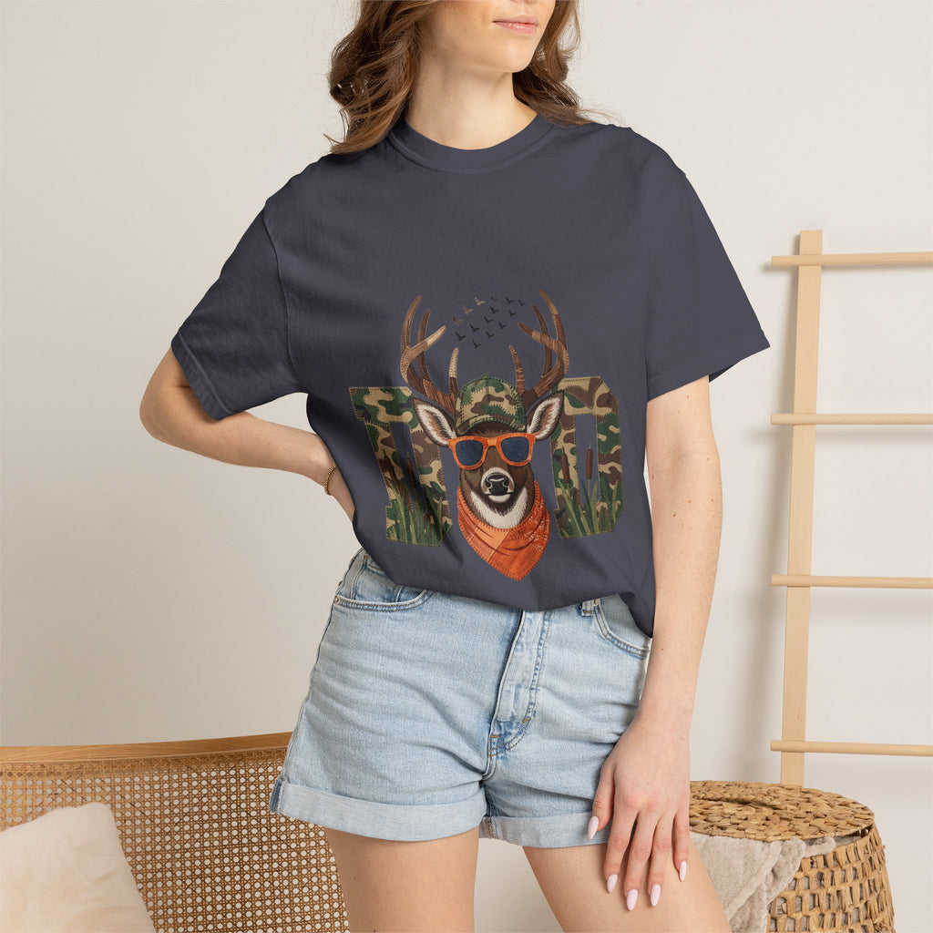 Dad Camo Deer 100% Cotton Premium T-Shirt — 'Cool Buck' Graphic Tee for Fathers & Hunters