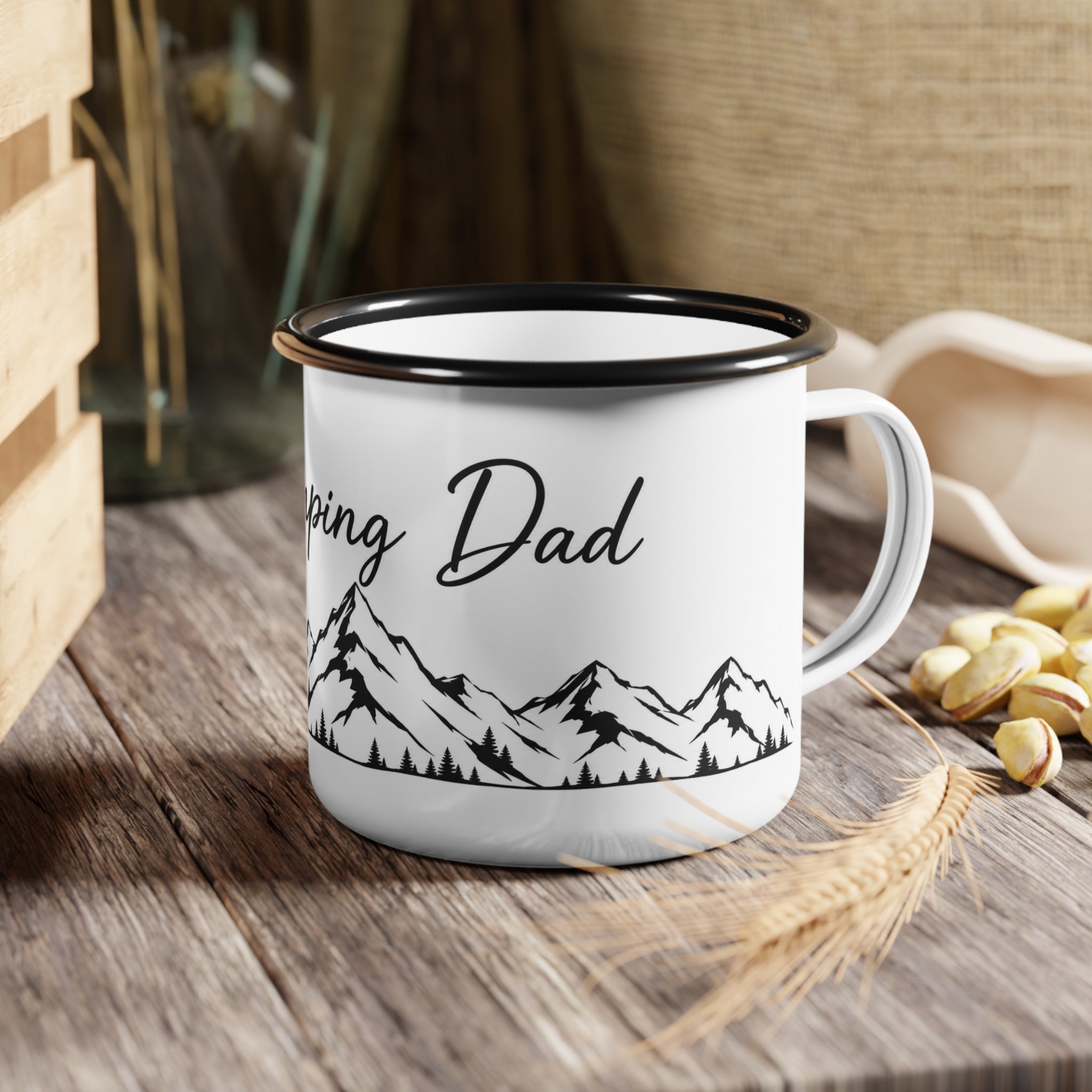 Camping Dad Enamel Camp Cup — Mountain Outline Camping Mug