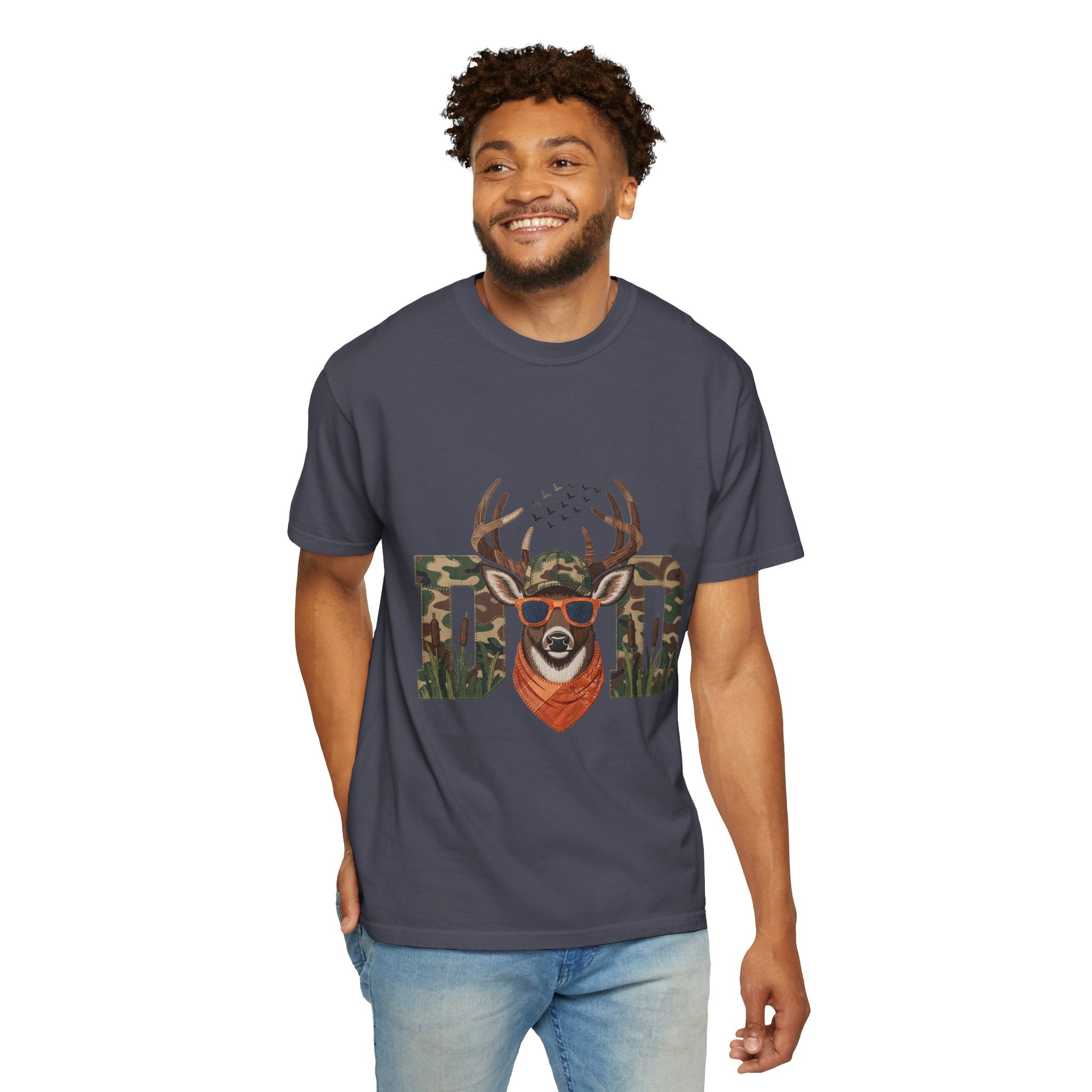 Dad Camo Deer 100% Cotton Premium T-Shirt — 'Cool Buck' Graphic Tee for Fathers & Hunters