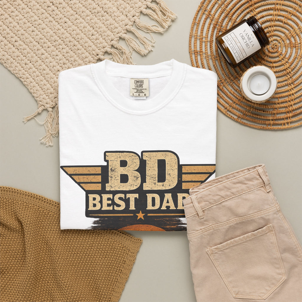 Best Dad T-Shirt — 'BD Best Dad' Father & Son Retro Sunset Tee (Protector, Leader, Supporter)