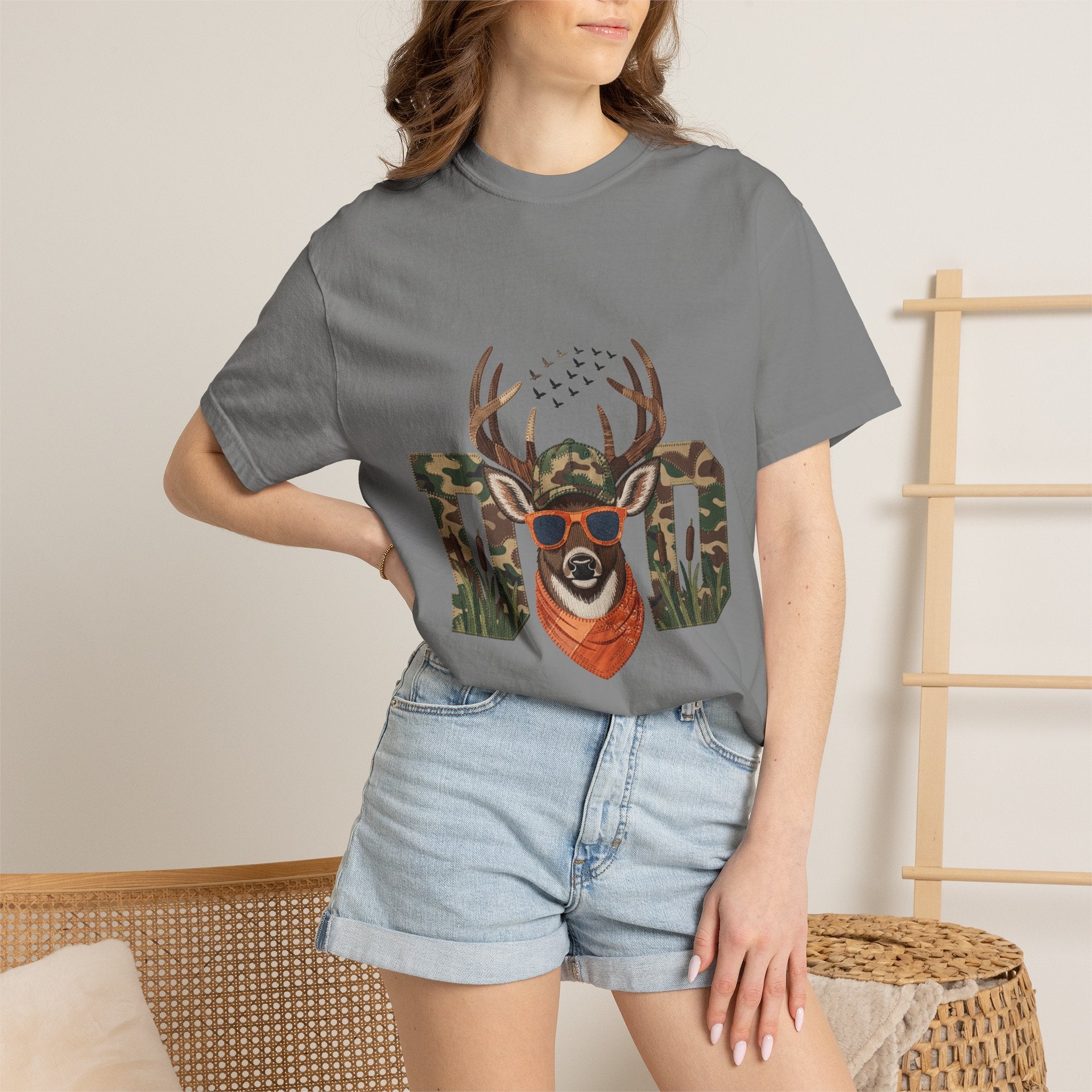 Dad Camo Deer 100% Cotton Premium T-Shirt — 'Cool Buck' Graphic Tee for Fathers & Hunters