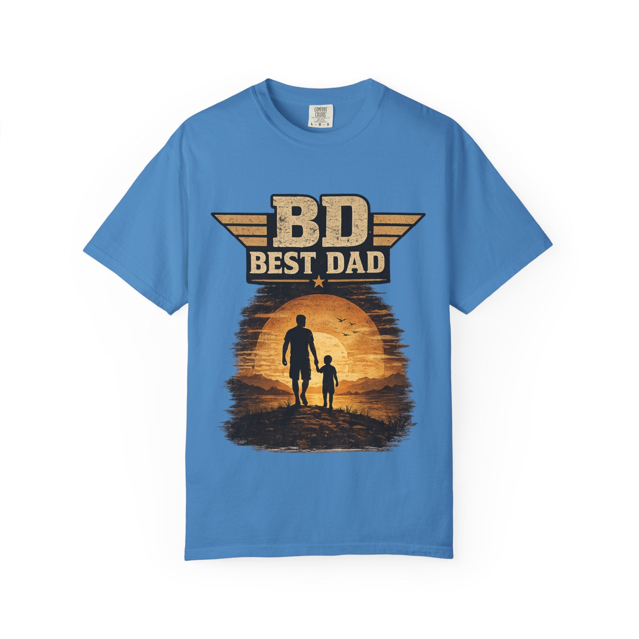 Best Dad T-Shirt — 'BD Best Dad' Father & Son Retro Sunset Tee (Protector, Leader, Supporter)