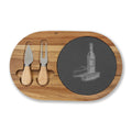 Personalized Engraved Acacia Charcuterie Board with Slate Insert & Cheese Tools