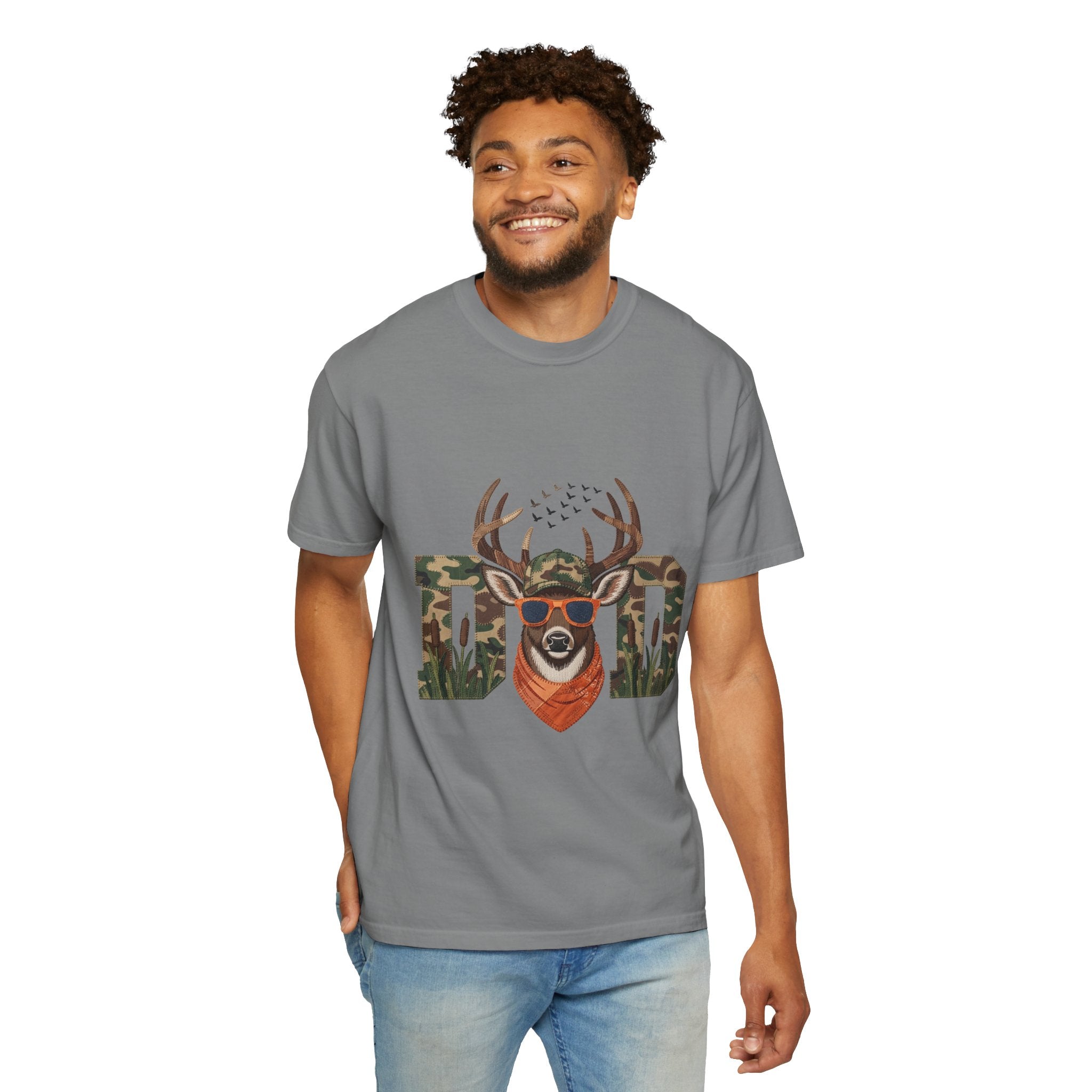 Dad Camo Deer 100% Cotton Premium T-Shirt — 'Cool Buck' Graphic Tee for Fathers & Hunters