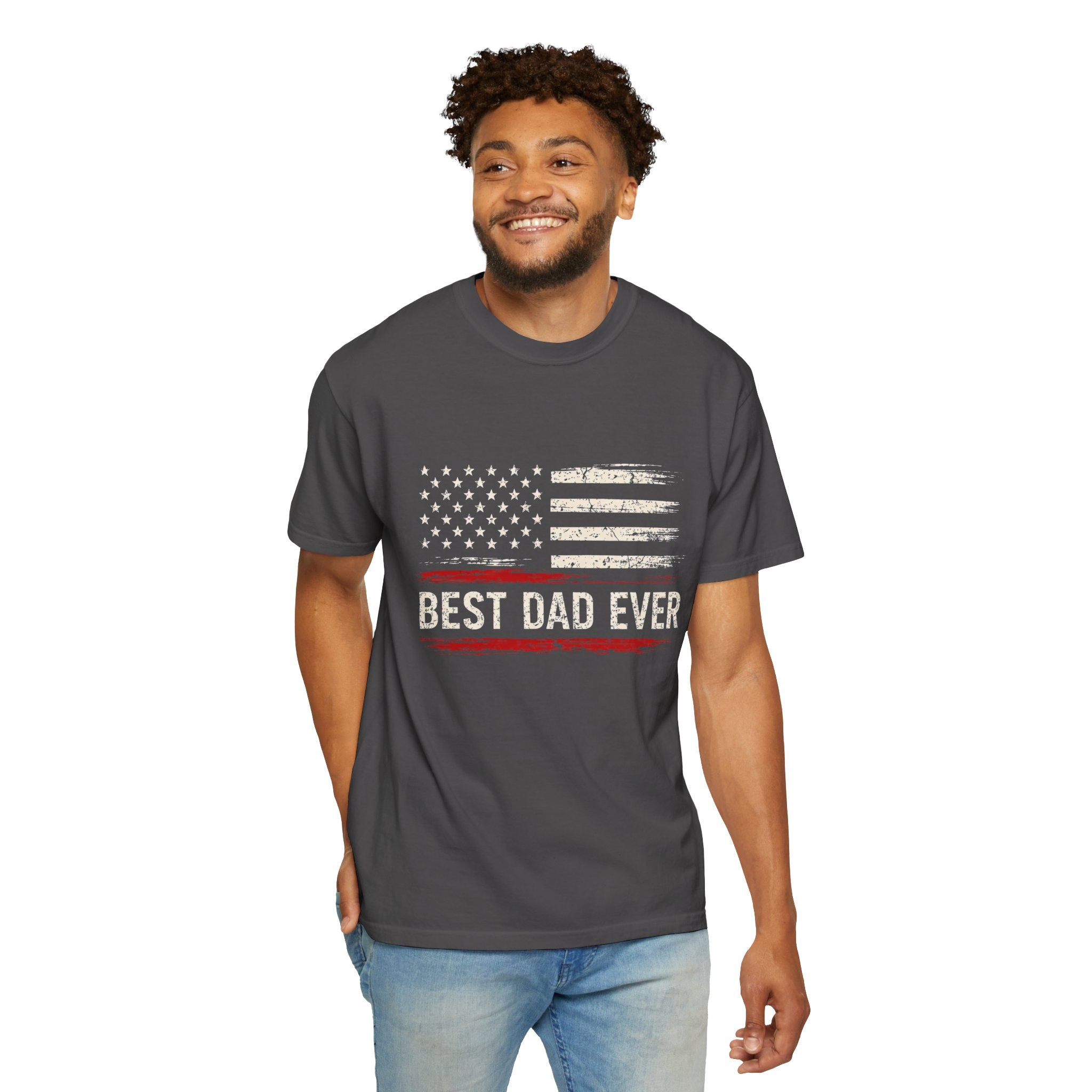 Best Dad Ever Flag T-Shirt -- 100% Premium Cotton