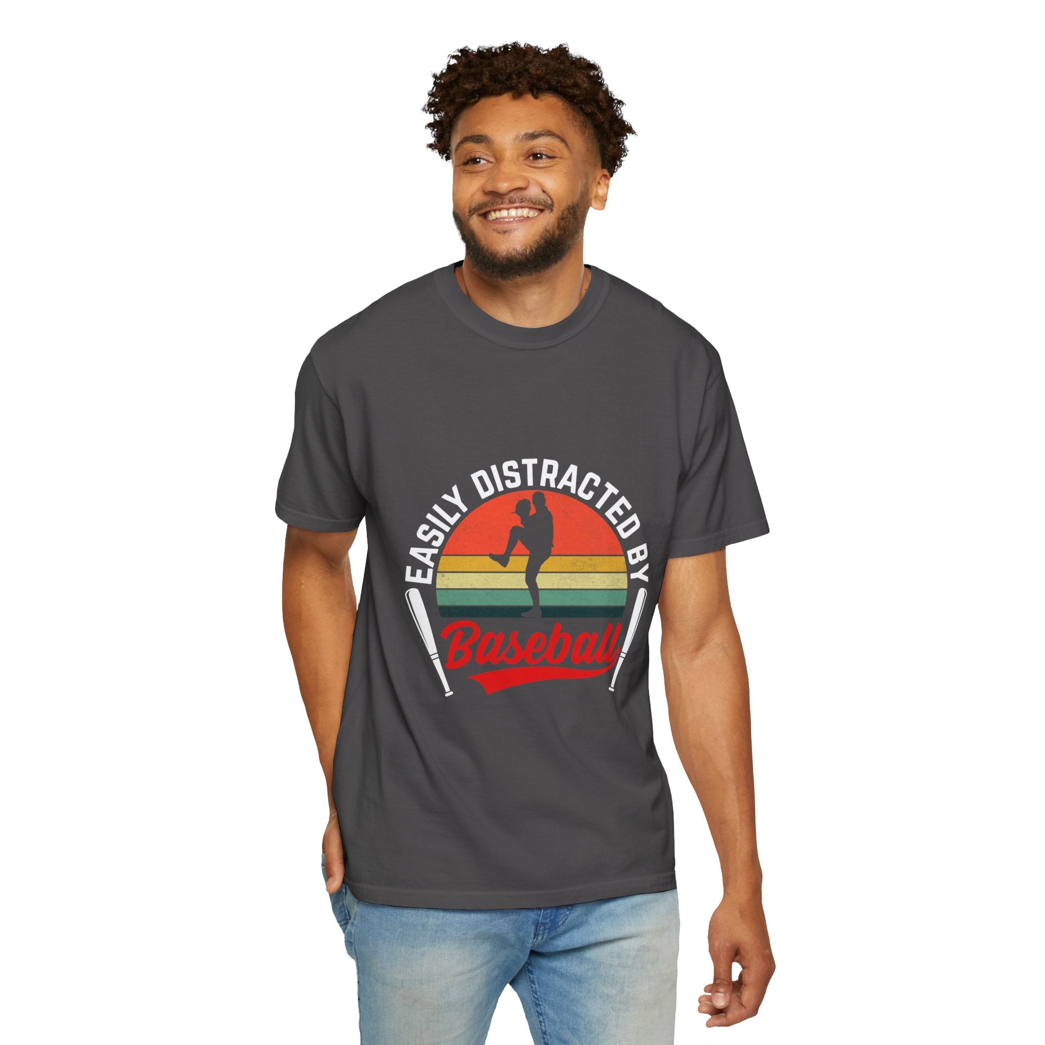 Easily Distracted by Baseball T-Shirt — Premium 100% Cotton