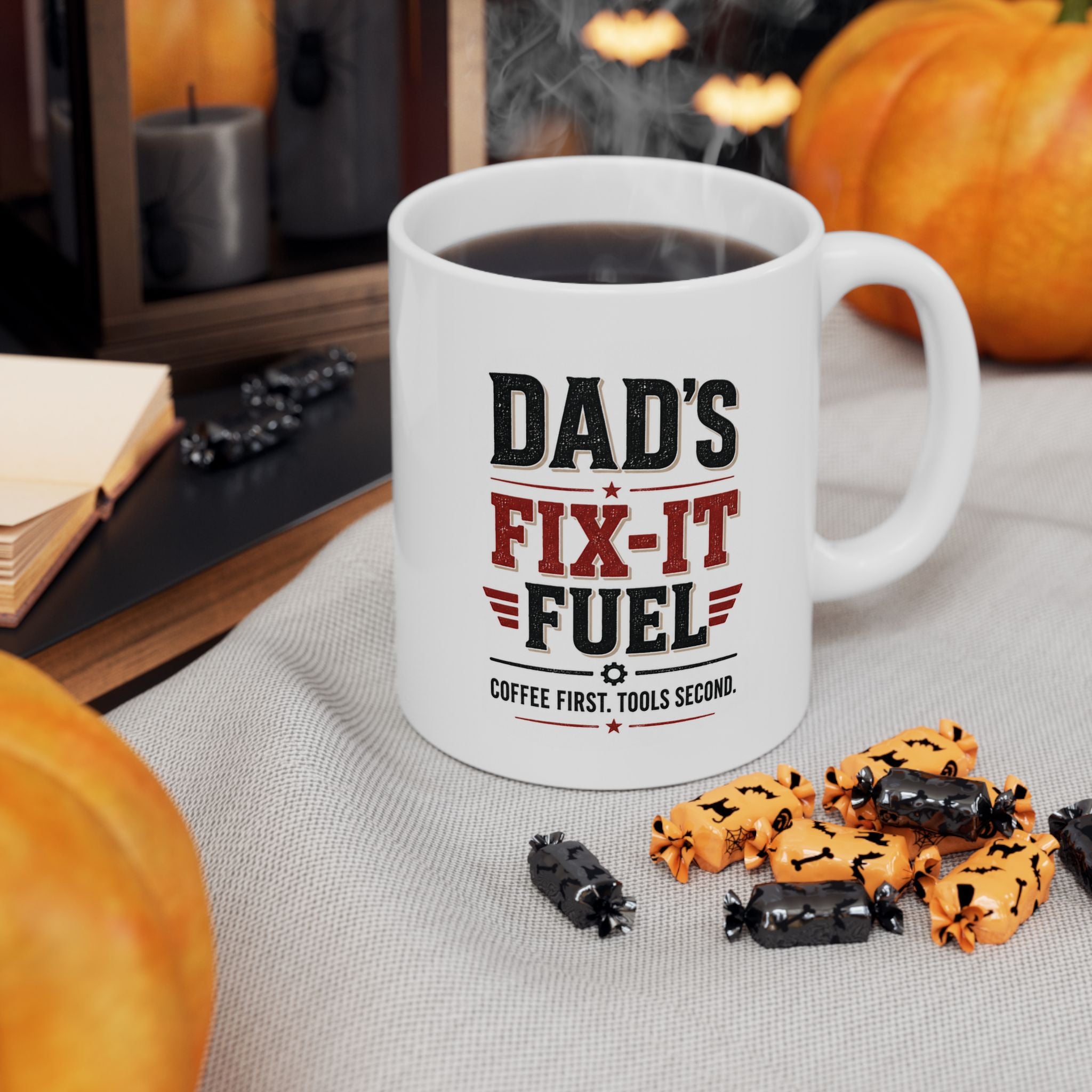 Dad's Fix-It Fuel Ceramic Mug — "Coffee First, Tools Second"