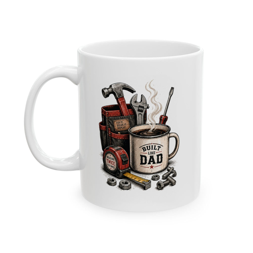 Dad's Fix-It Fuel Ceramic Mug — "Coffee First, Tools Second"