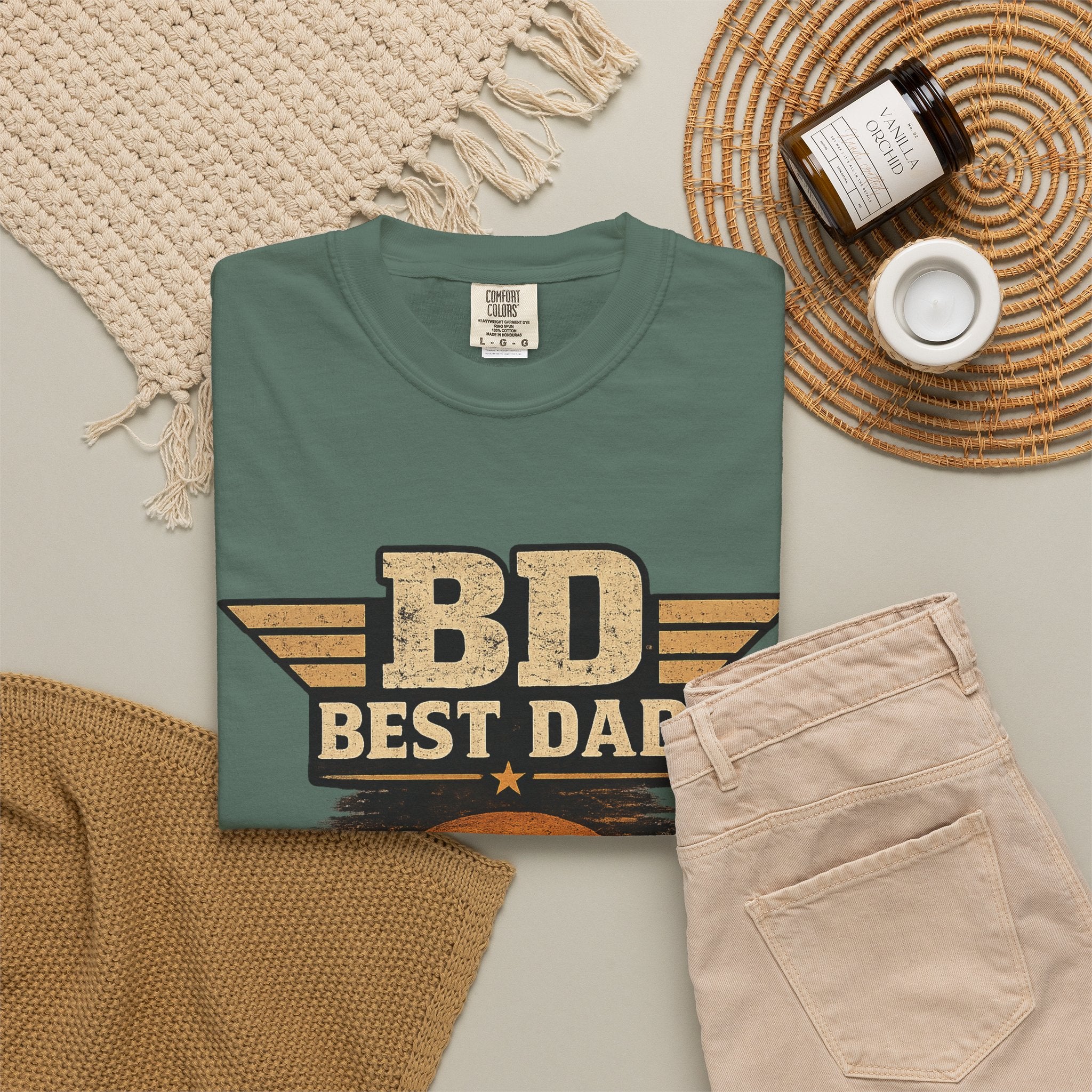 Best Dad T-Shirt — 'BD Best Dad' Father & Son Retro Sunset Tee (Protector, Leader, Supporter)