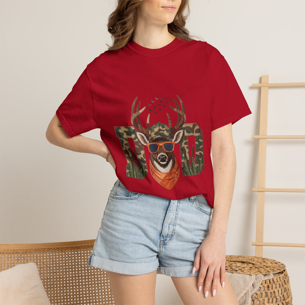 Dad Camo Deer 100% Cotton Premium T-Shirt — 'Cool Buck' Graphic Tee for Fathers & Hunters